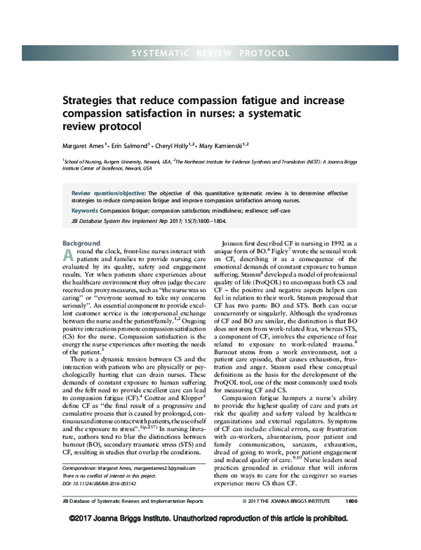 (PDF) Strategies that reduce compassion fatigue and increase compassion ...