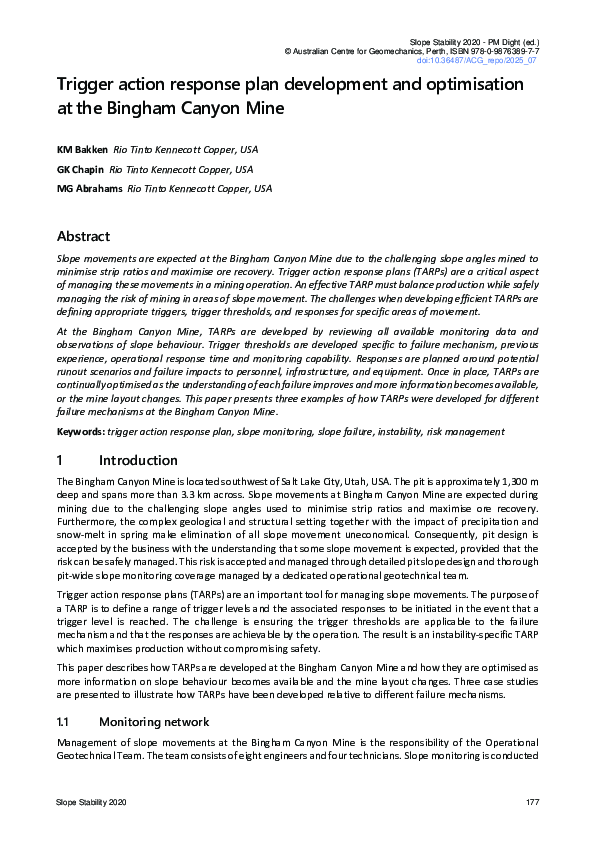 (PDF) Trigger action response plan development and optimisation at the ...