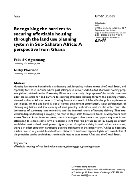 (PDF) Recognising the barriers to securing affordable housing through ...