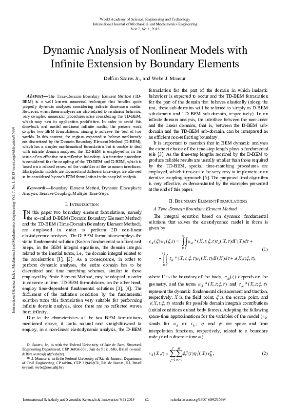 (PDF) Dynamic Analysis of Nonlinear Models with Infinite Extension by ...