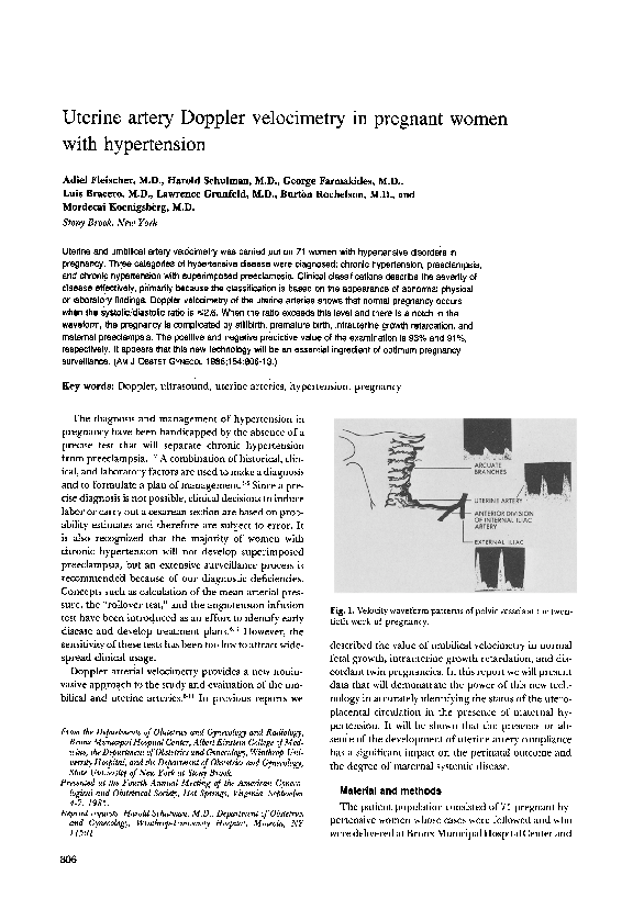 (PDF) Uterine artery Doppler velocimetry in pregnant women with ...