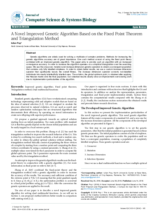 (PDF) A Novel Improved Genetic Algorithm Based on the Fixed Point ...