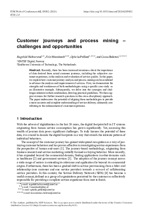 (PDF) Customer journeys and process mining – challenges and opportunities