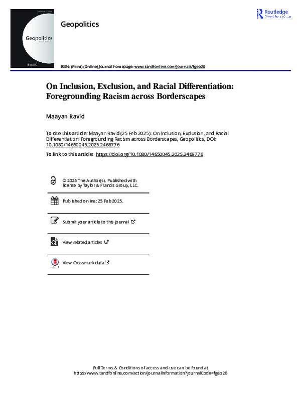 (PDF) On Inclusion, Exclusion, and Racial Differentiation ...