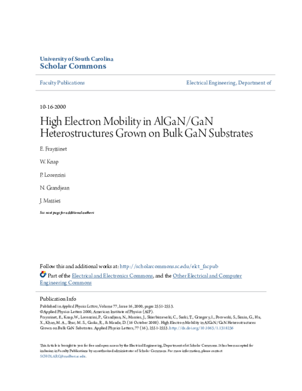 (PDF) High electron mobility in AlGaN/GaN heterostructures grown on ...