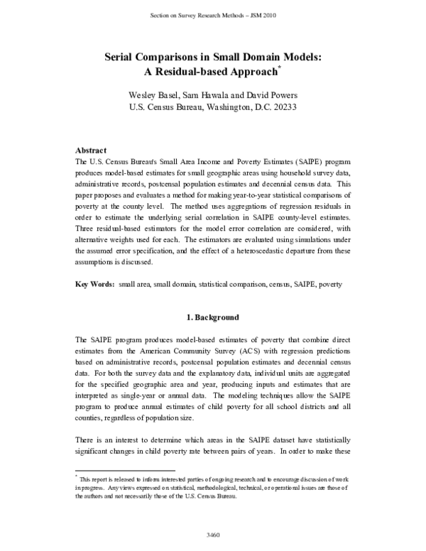 (PDF) Serial Comparisons in Small Domain Models: A Residual-based Approach