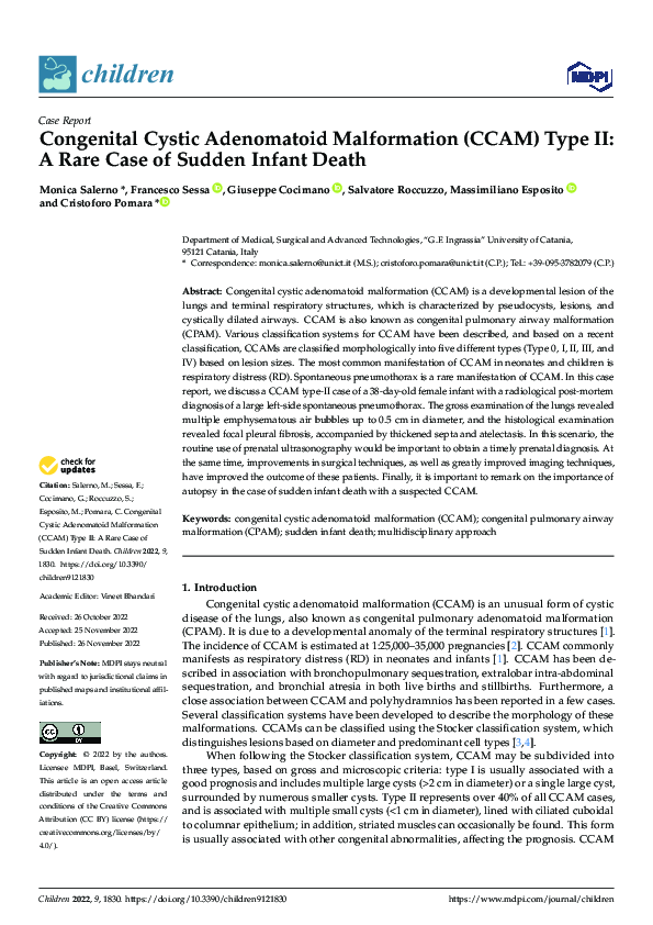 (PDF) Congenital Cystic Adenomatoid Malformation (CCAM) Type II: A Rare ...