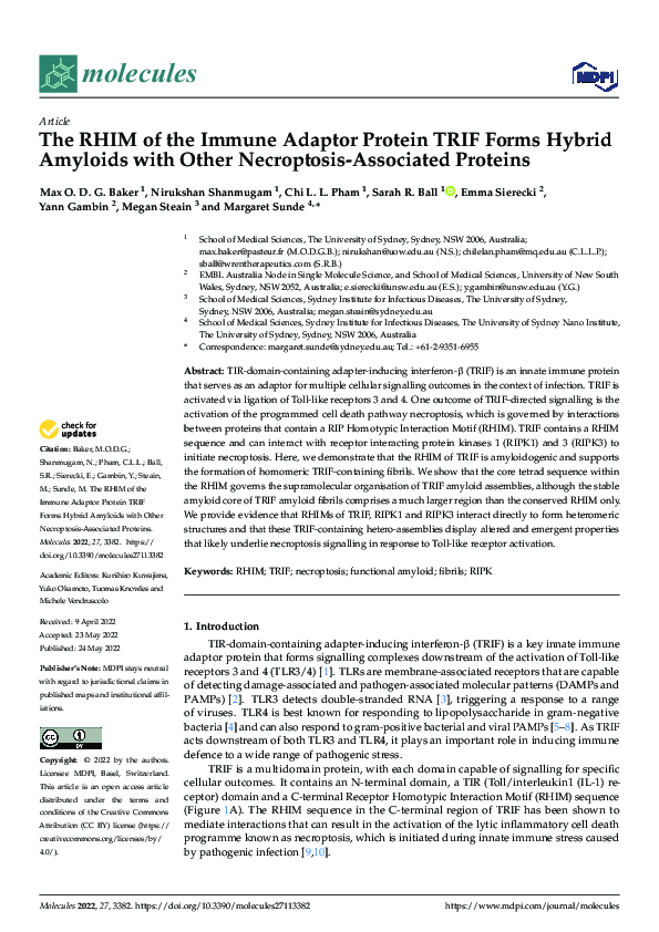 (PDF) The RHIM of the Immune Adaptor Protein TRIF Forms Hybrid Amyloids ...
