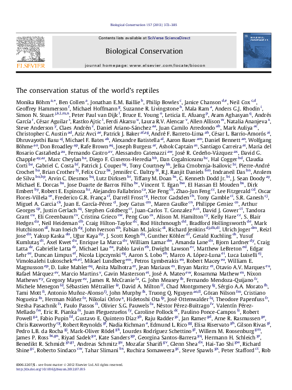 (PDF) The conservation status of the world's reptiles Stuebing fk