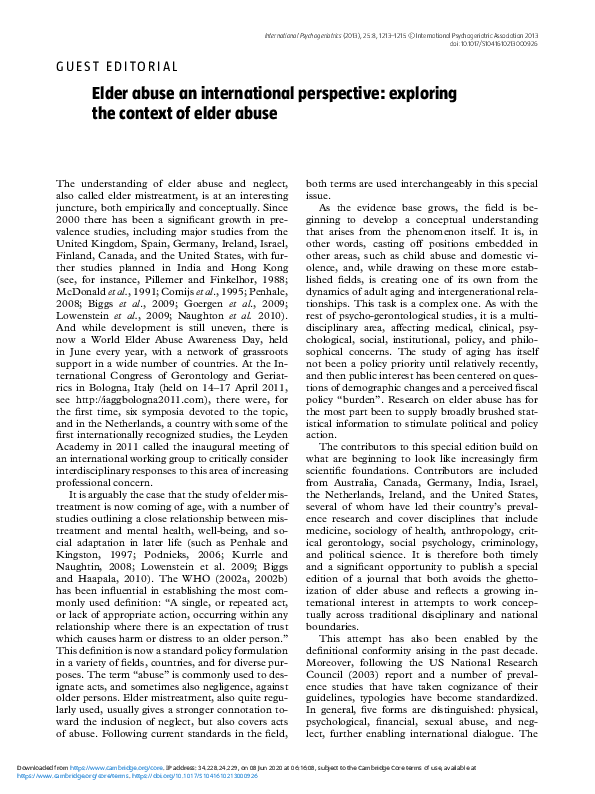 (PDF) Elder abuse an international perspective: exploring the context ...