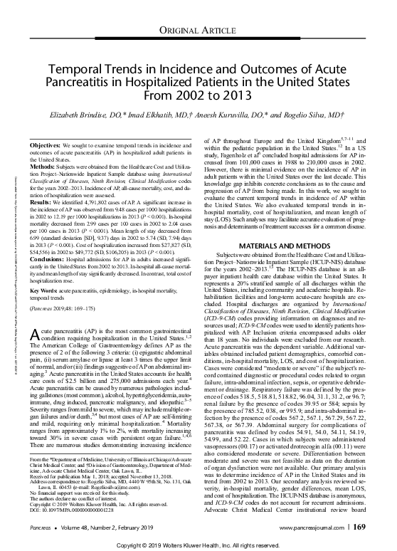 (PDF) Temporal Trends in Incidence and Outcomes of Acute Pancreatitis ...