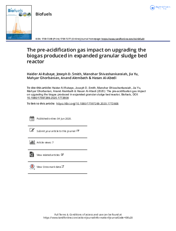 (PDF) The pre-acidification gas impact on upgrading the biogas produced ...