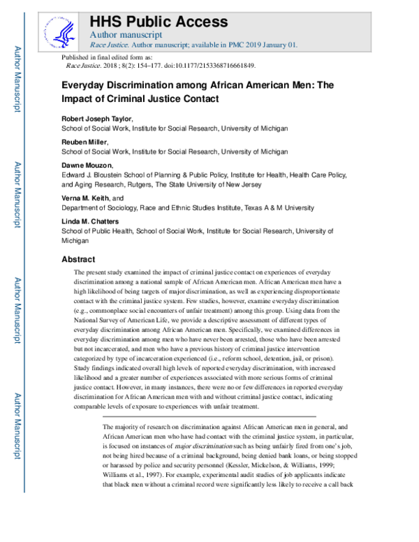 (PDF) Everyday Discrimination Among African American Men