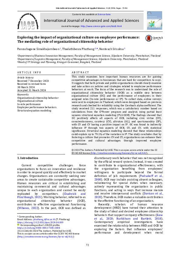 (PDF) Exploring the impact of organizational culture on employee ...