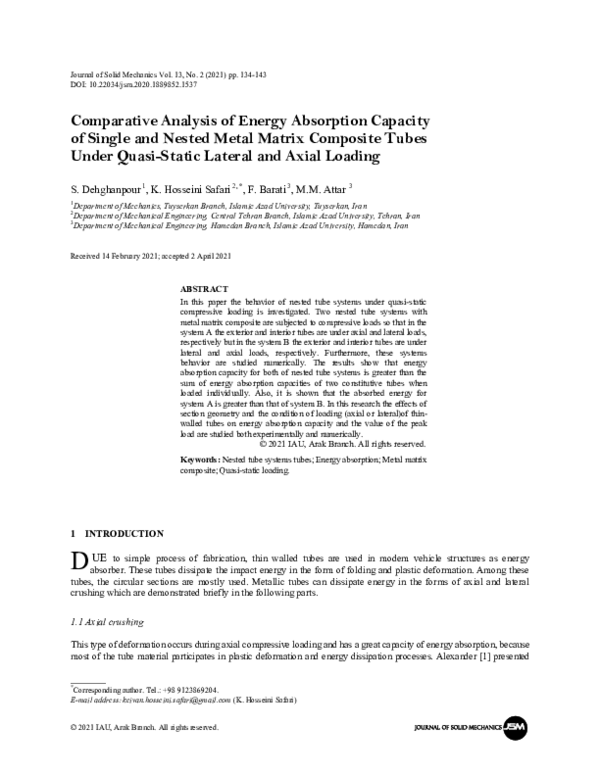 (PDF) Comparative Analysis of Energy Absorption Capacity of Single and ...