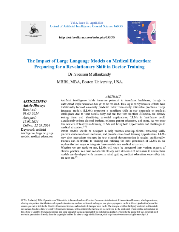 (PDF) The Impact of Large Language Models on Medical Education ...