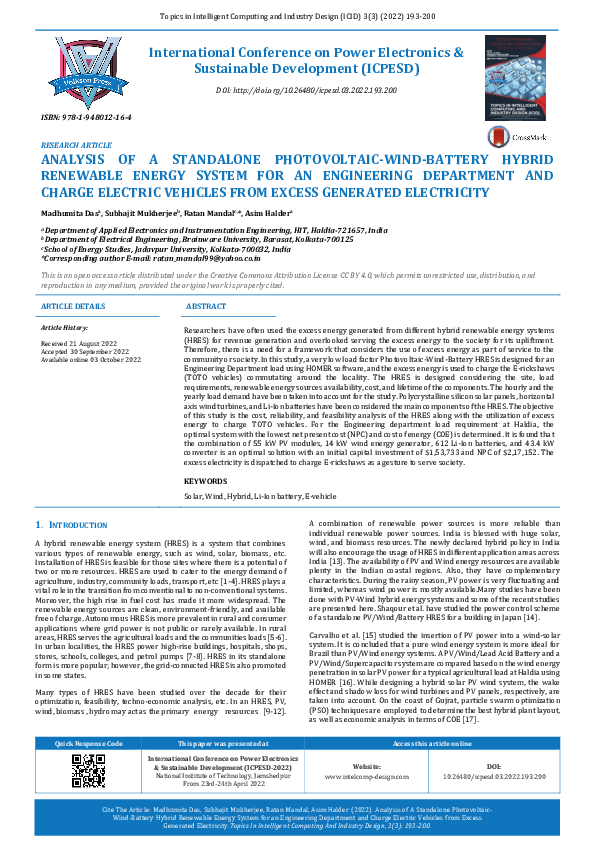 (PDF) Analysis of a Standalone Photovoltaic-Wind-Battery Hybrid ...