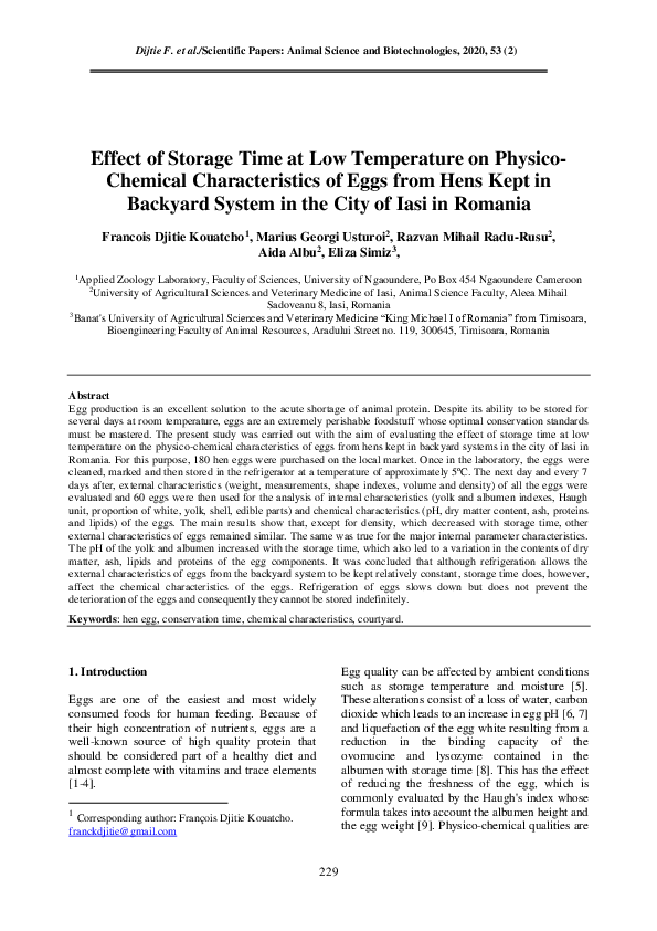 (PDF) Effect of Storage Time at Low Temperature on Physico-Chemical ...