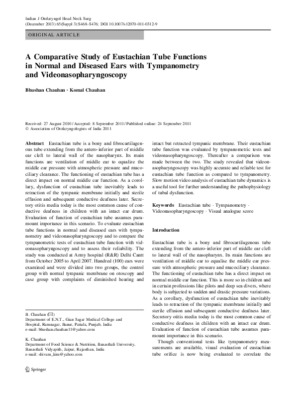 (PDF) A comparative study of eustachian tube functions in normal and ...