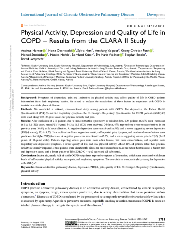 (PDF) Physical Activity, Depression and Quality of Life in COPD ...