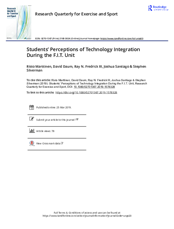 (PDF) Students’ Perceptions of Technology Integration During the F.I.T ...