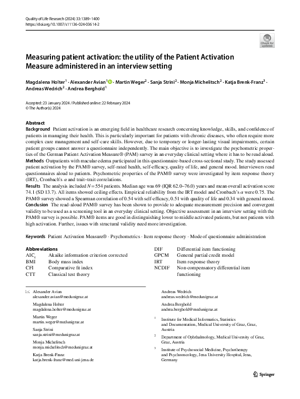 (PDF) Measuring patient activation: the utility of the Patient ...