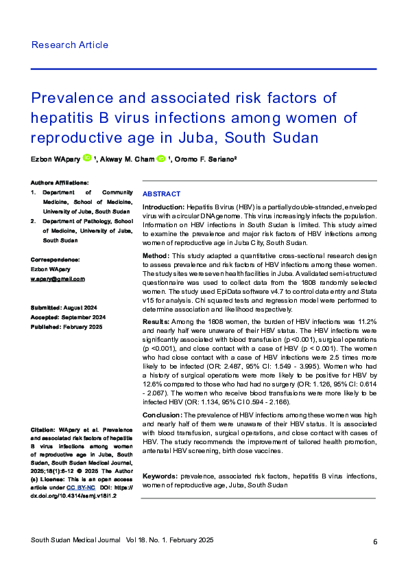 (PDF) Prevalence and associated risk factors of hepatitis B virus ...