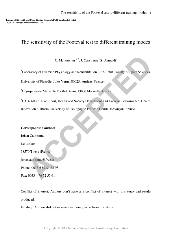 (PDF) Sensitivity of the Footeval Test to Different Training Modes
