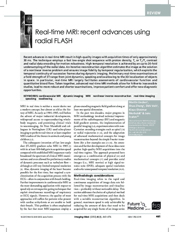 (PDF) Real-time MRI: recent advances using radial FLASH