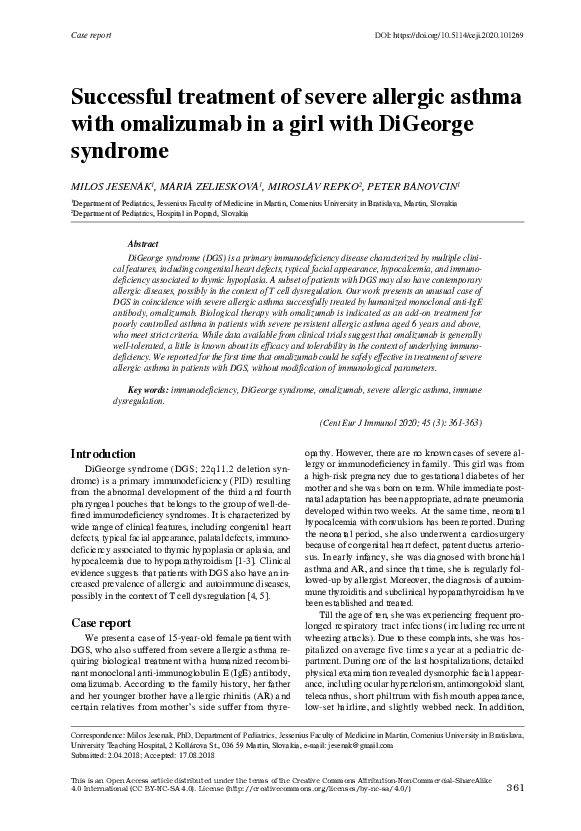 (PDF) Successful treatment of severe allergic asthma with omalizumab in ...
