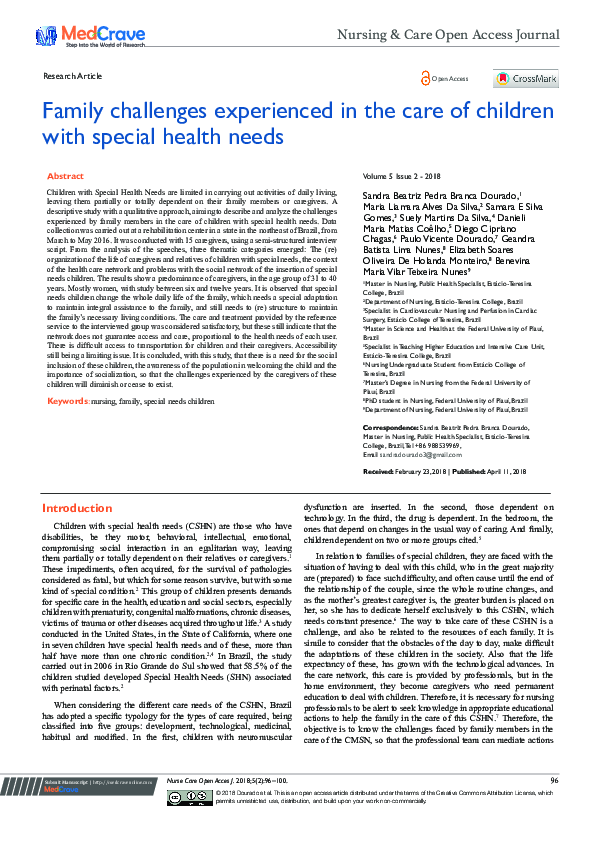 (PDF) Family challenges experienced in the care of children with ...