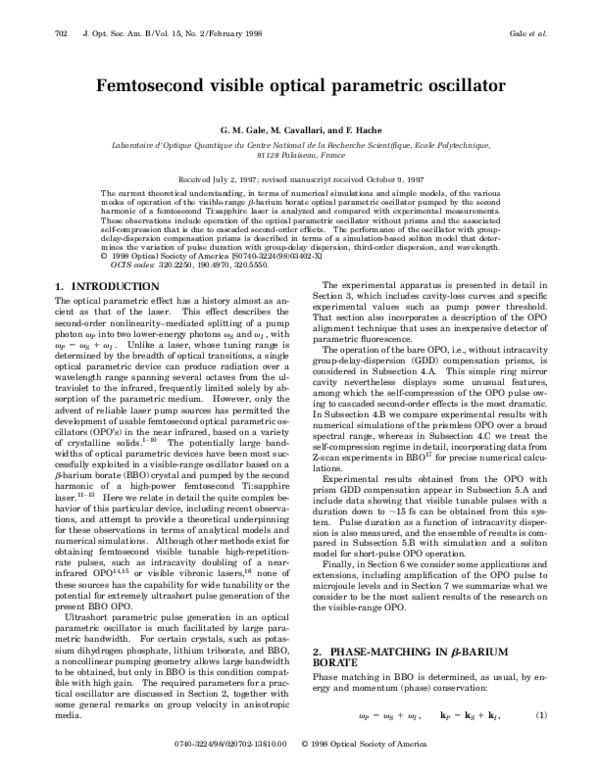 (PDF) Femtosecond visible optical parametric oscillator