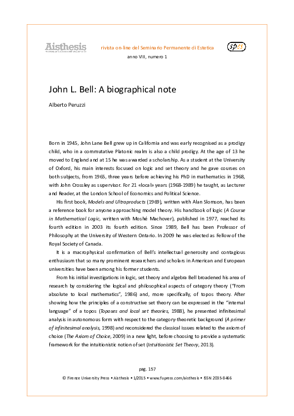 (PDF) John L. Bell: A biographical note