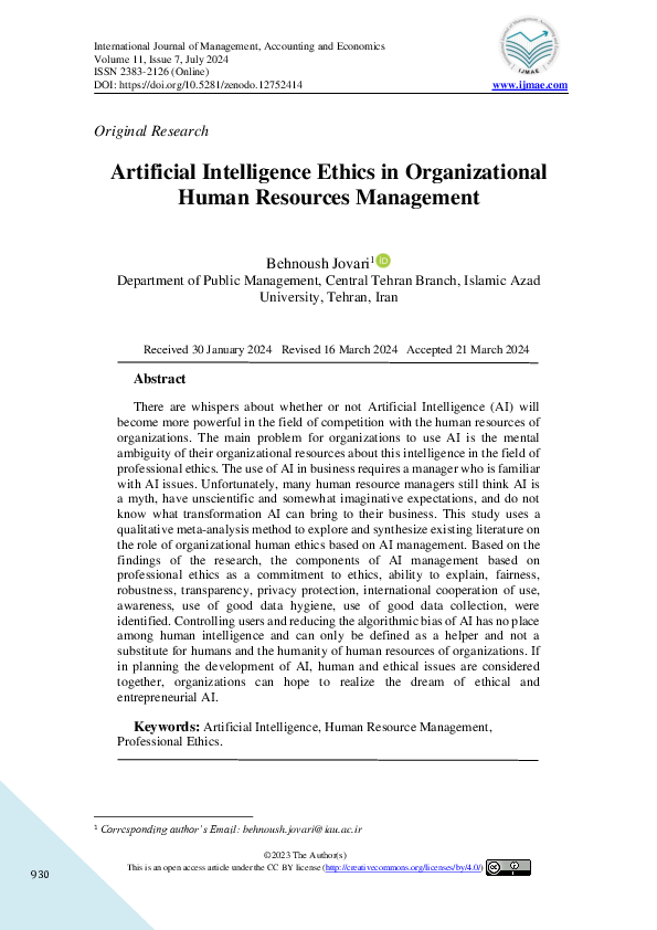 (PDF) Artificial Intelligence Ethics in Organizational Human Resources ...