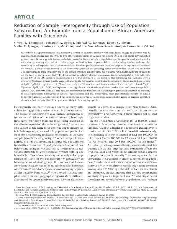 (PDF) Reduction of Sample Heterogeneity through Use of Population ...