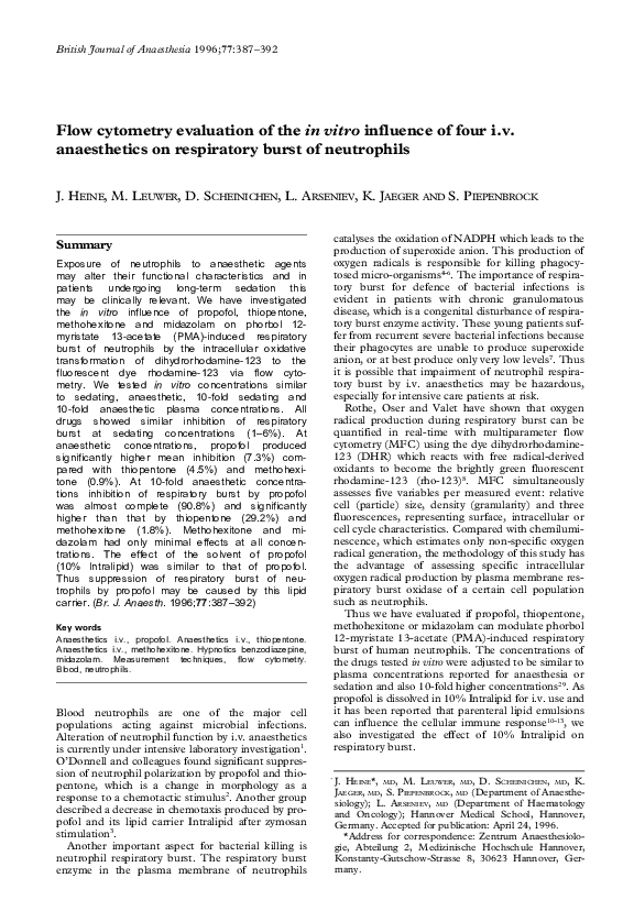 (PDF) Flow cytometry evaluation of the in vitro influence of four i.v ...