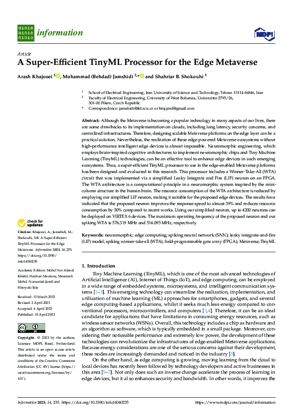 (PDF) A Super-Efficient TinyML Processor for the Edge Metaverse
