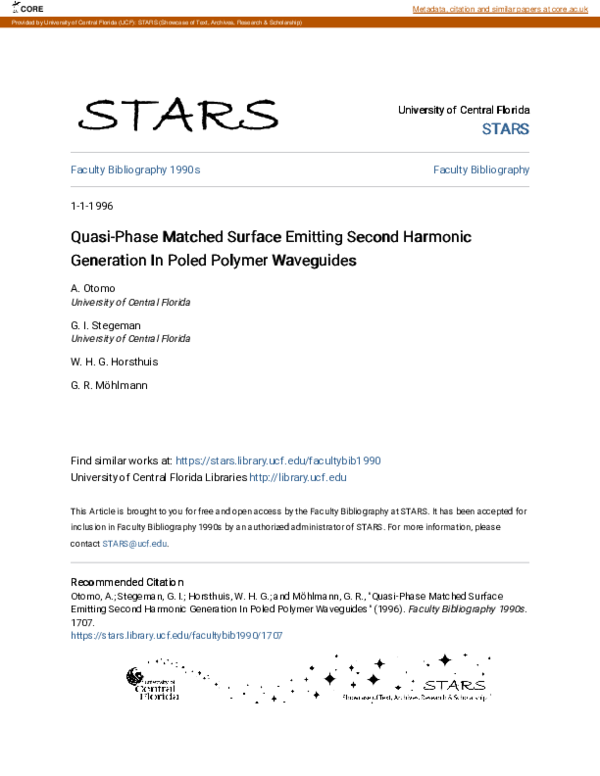(PDF) Quasi-phase matched surface emitting second harmonic generation ...