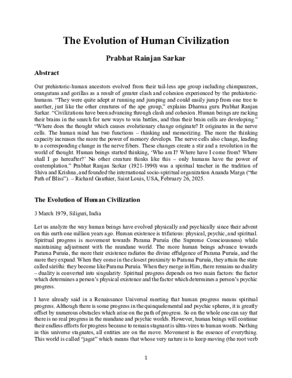 (PDF) The Evolution of Human Civilization