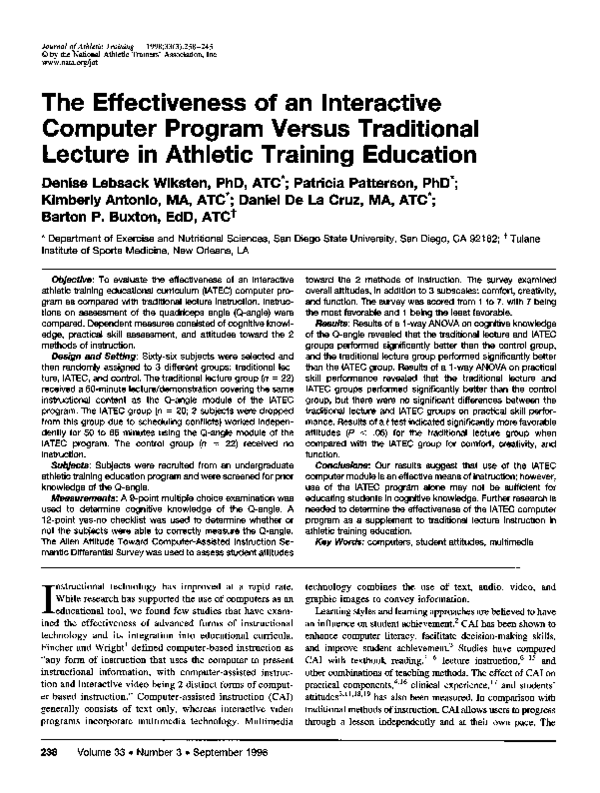 (PDF) The effectiveness of an interactive computer program versus ...