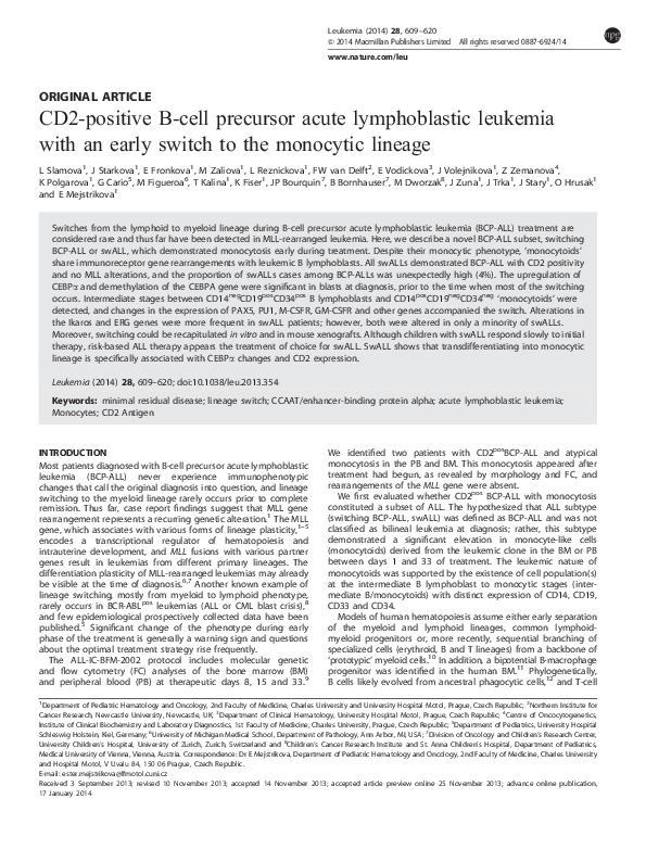 (PDF) CD2-positive B-cell precursor acute lymphoblastic leukemia with ...