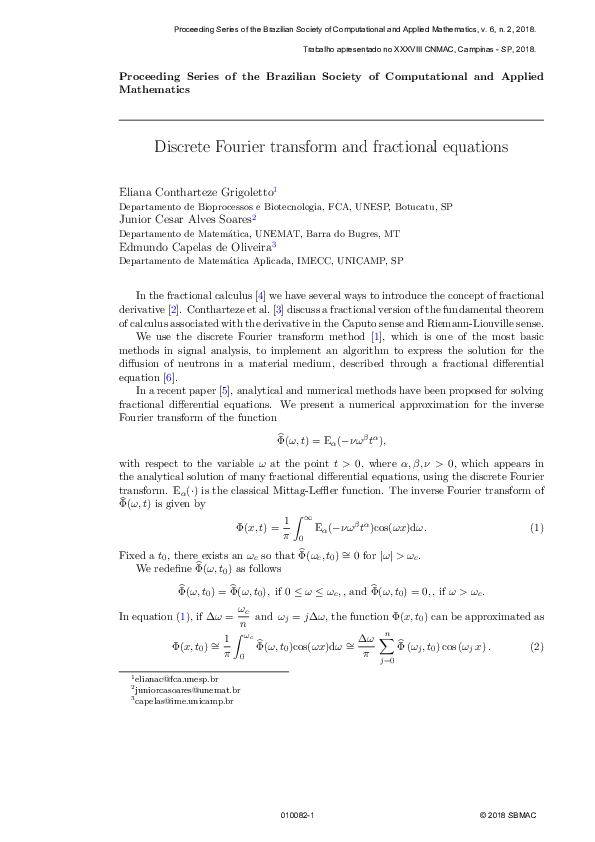 (PDF) Discrete Fourier transform and fractional equations