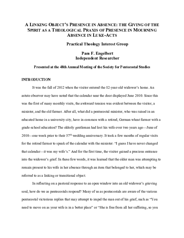 (PDF) A LINKING OBJECT'S PRESENCE IN ABSENCE: THE GIVING OF THE SPIRIT ...