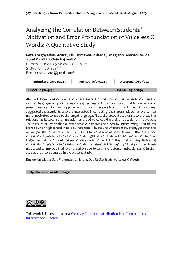 (PDF) Analyzing the Correlation Between Students’ Motivation and Error ...
