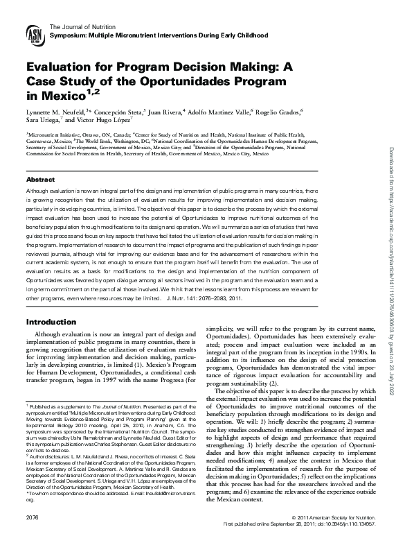 (PDF) Evaluation for Program Decision Making: A Case Study of the ...