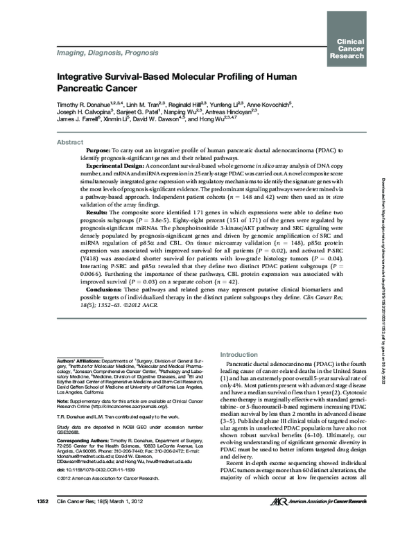 (PDF) Integrative Survival-Based Molecular Profiling of Human ...