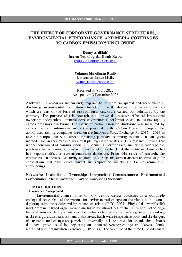 (PDF) The Effect of Corporate Governance Structures, Environmental ...