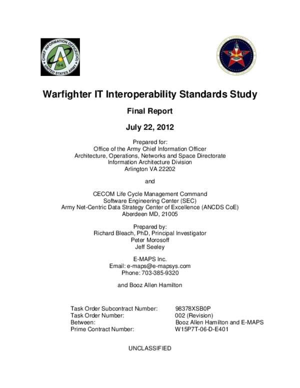 (PDF) Warfighter IT Interoperability Standards Study