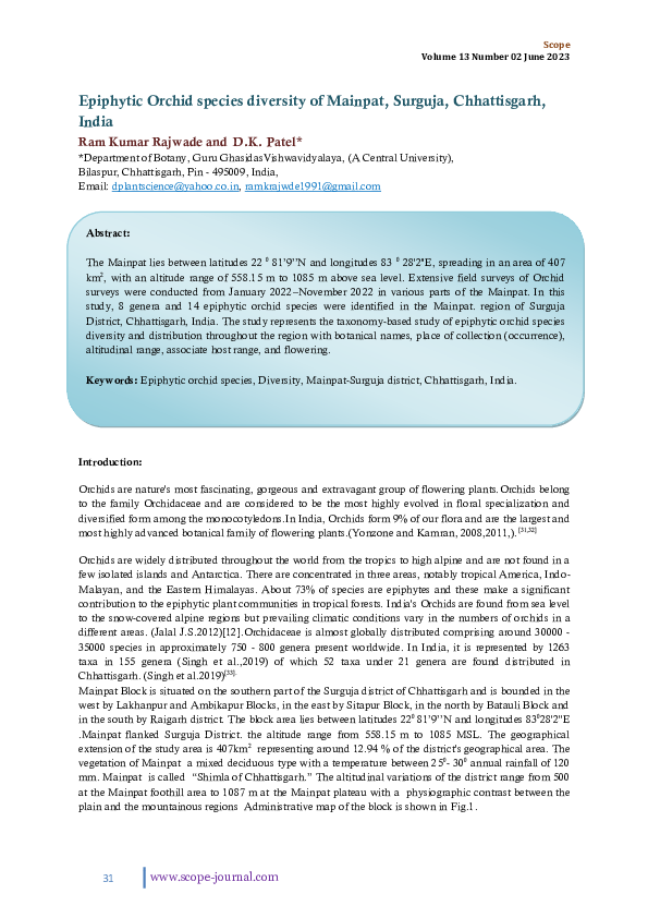 (PDF) Epiphytic Orchid species diversity of Mainpat, Surguja ...