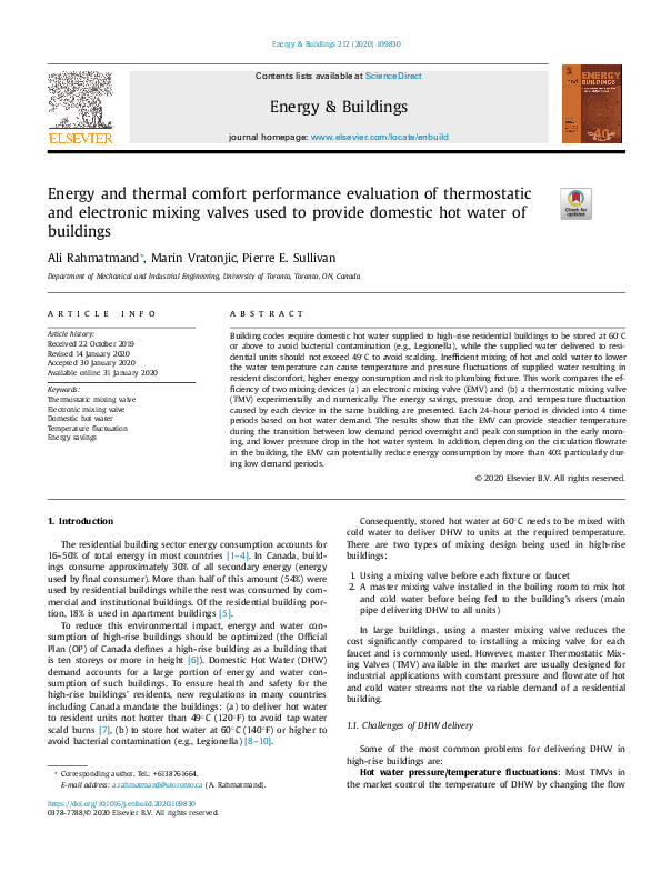 (PDF) Energy and thermal comfort performance evaluation of thermostatic ...